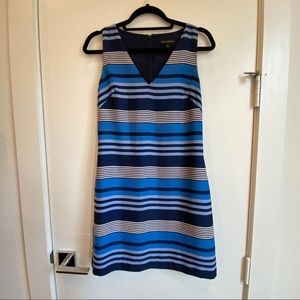 Banana Republic Striped V-Neck Dress in Blue